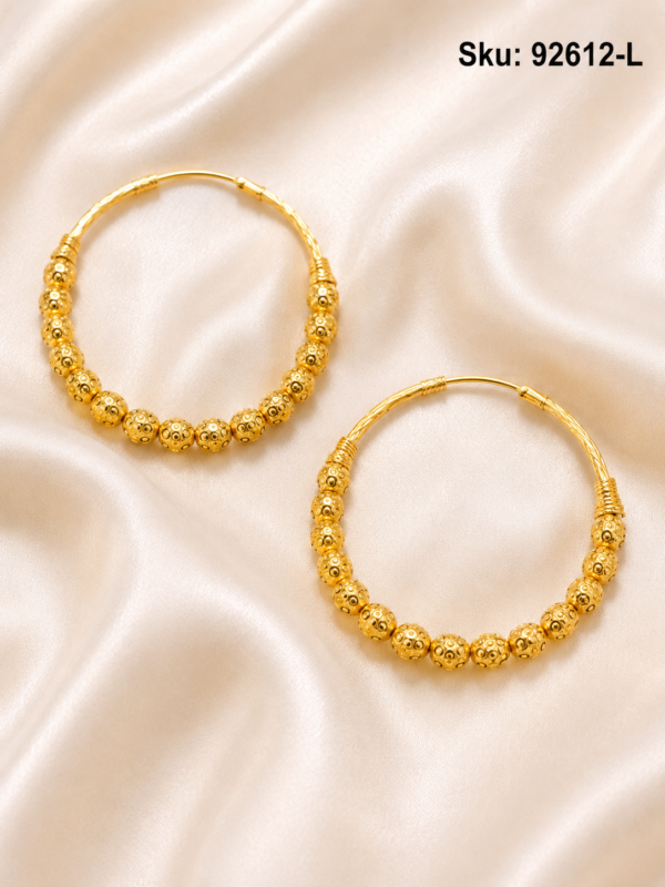 Gold-Plated Designer Hoop Jhumka Earrings - 92612