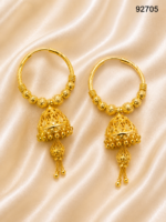Gold-Plated Designer Hoop Jhumka Earrings - 92705