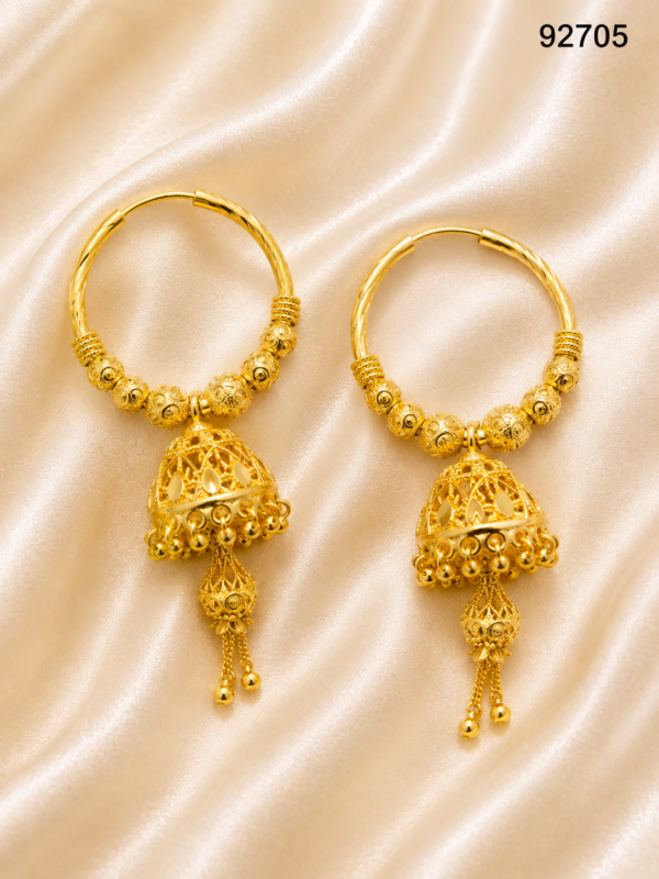 Gold-Plated Designer Hoop Jhumka Earrings - 92705