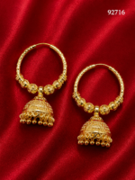 Gold-Plated Designer Hoop Jhumka Earrings - 92716