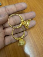 Gold-Plated Designer Hoop Jhumka Earrings - 92716