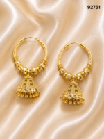 Gold-Plated Designer Hoop Jhumka Earrings - 92751