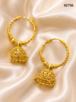 Gold-Plated Designer Hoop Jhumka Earrings - 92756