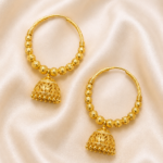 gold plated designer hoop jhumka earrings
