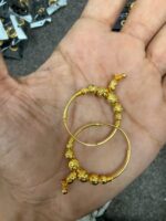 Gold-Plated Designer Hoop Jhumka Earrings - 92855