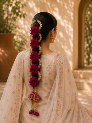 Punjabi Floral Traditional Paranda Hair Accessory PP09- Maroon Color