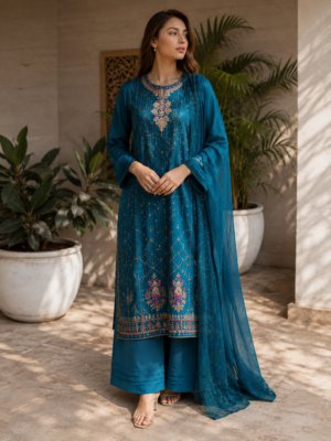 Zinc Elegance Embroidered 3-Piece Suit