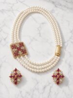 Luxury Multi-Strand Pearl Necklace Set with Matching Earrings 001
