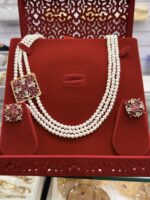 Luxury Multi-Strand Pearl Necklace Set with Matching Earrings 001
