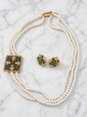 Luxury Multi-Strand Pearl Necklace Set with Matching Earrings 004