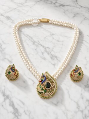 Luxury Multi-Strand Pearl Necklace Set with Matching Earrings 003
