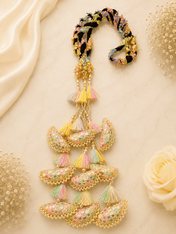 Embellished Punjabi Paranda with Pearl & Tassel Accents