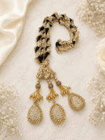 Golden Punjabi Paranda with Pearl & Teardrop Embellishments