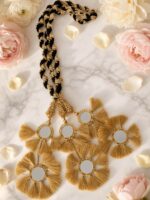 Golden Mirror Punjabi Paranda with Thread Tassel